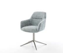 DELIFE Draaistoel Pejo-Flex chenille pastelblauw kruispoot roestvrij s...