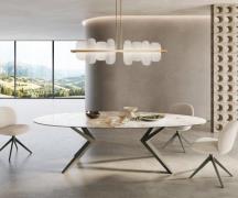 DELIFE Eetkamertafel Edge ovaal 280x130 keramiek Minas Melange wit-Bei...