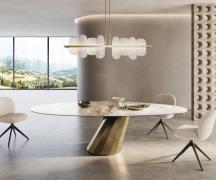 DELIFE Eettafel Edge Oval 280x130 keramiek  Minas Melange wit-beige  P...