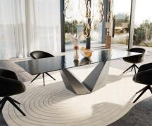 DELIFE Eettafel Edge 300x100 Reliefglas zwart 3D-Design Prisma metaal ...