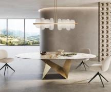 DELIFE Eettafel Edge Oval 280x130 keramiek  Minas Melange wit-beige  O...