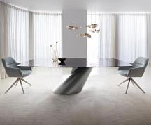 DELIFE Eettafel Edge Boot 240x120 Reliefglas zwart 3D-Design Cono meta...