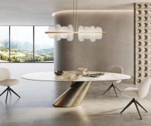 DELIFE Eettafel Edge Oval 280x130 keramiek  Minas Melange wit-beige  C...