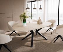 DELIFE Eetkamertafel Edge ovaal 220x120 keramiek Laminam®Travertino Bi...