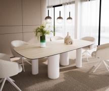 DELIFE Eetkamertafel Edge Boot 240x120 keramiek Travertin natuurPilier...