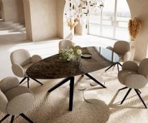 DELIFE Eetkamertafel Edge ovaal 220x120 keramiek Laminam®Emperador Ext...