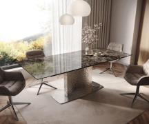 DELIFE Eetkamertafel Edge 180-220x100 Laminam® Emperador Extra Lucidat...