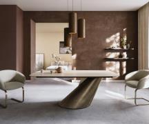 DELIFE Eettafel Edge Boot 200x100 keramiek  Laminam® Travertino Bianco...