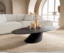 DELIFE Salontafel Edge Oval 140x75 cm keramiek Laminam® Noir Desir bru...