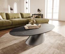 DELIFE Salontafel Edge Oval 140x80 cm keramiek Laminam® Noir Desir bru...