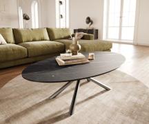 DELIFE Salontafel Edge Oval 140x80 cm keramiek Laminam® Noir Desir bru...