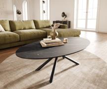 DELIFE Salontafel Edge Oval 140x80 cm keramiek Laminam® Noir Desir bru...