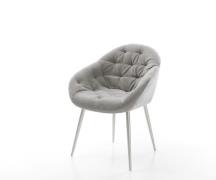 DELIFE Eetkamerstoel Gaio-Flex zachte stof met structuur grijs 4-poot ...