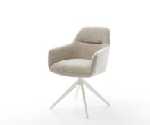 DELIFE Draaistoel Pejo-Flex geweven stof beige kruisframe breed wit 36...