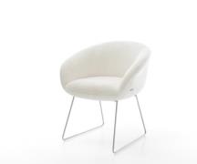 DELIFE Eetkamerstoel Vinka-Flex met armleuning bouclé zacht beige slip...