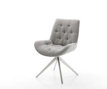 DELIFE Draaistoel Taimi-Flex zachte stof met structuur grijs kruisfram...