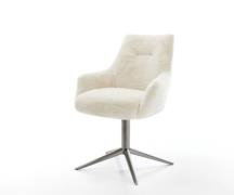 DELIFE Draaistoel Alja-Flex met armleuning pluchen crème-wit kruispoot...