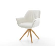 DELIFE Draaistoel Keila-Flex met armleuning bouclé zacht beige houten ...