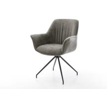 DELIFE Eetkamerstoel Keila-Flex met armleuning bouclé zacht mud kruisf...