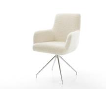 DELIFE Eetkamerstoel Heira-Flex met armleuning teddy beige kruisframe ...