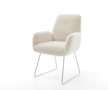 DELIFE Eetkamerstoel Zoa-Flex pluchen crème-wit slipframe roestvrij st...