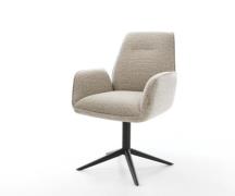 DELIFE Draaistoel Zoa-Flex geweven stof beige kruispoot zwart 360° dra...