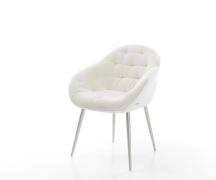 DELIFE Eetkamerstoel Gaio-Flex bouclé zacht beige 4-poot conisch roest...