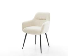 DELIFE Eetkamerstoel Pejo-Flex teddy beige 4-poot conisch zwart pocket...