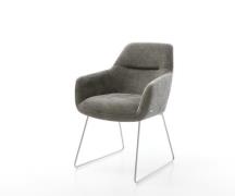 DELIFE Eetkamerstoel Pejo-Flex bouclé zacht mud slipframe roestvrij st...