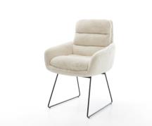 DELIFE Eetkamerstoel Abelia-Flex met armleuning pluchen crème-wit slip...