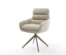 DELIFE Draaistoel Abelia-Flex met armleuning geweven stof beige kruisf...