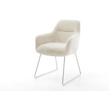 DELIFE Eetkamerstoel Pejo-Flex pluchen crème-wit slipframe roestvrij s...