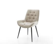 DELIFE Eetkamerstoel Taimi-Flex geweven stof beige 4-poot conisch zwar...