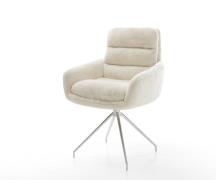 DELIFE Eetkamerstoel Abelia-Flex met armleuning pluchen crème-wit krui...