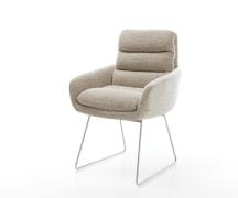 DELIFE Eetkamerstoel Abelia-Flex met armleuning geweven stof beige sli...