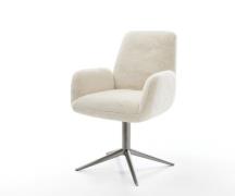 DELIFE Draaistoel Zoa-Flex pluchen crème-wit kruispoot grafiet 360° dr...