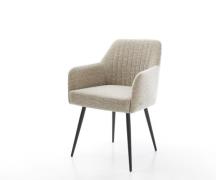 DELIFE Eetkamerstoel Greg-Flex geweven stof beige 4-poot conisch zwart...