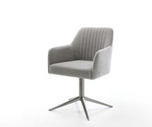 DELIFE Draaistoel Greg-Flex zachte stof met structuur grijs kruispoot ...