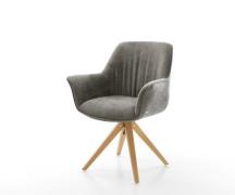 DELIFE Draaistoel Keila-Flex met armleuning bouclé zacht mud houten fr...