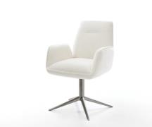 DELIFE Draaistoel Zoa-Flex bouclé zacht beige kruispoot grafiet 360° d...