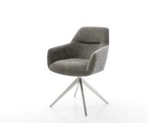 DELIFE Draaistoel Pejo-Flex bouclé zacht mud kruisframe breed roestvri...