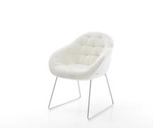 DELIFE Eetkamerstoel Gaio-Flex bouclé zacht beige slipframe roestvrij ...