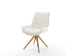 DELIFE Draaistoel Taimi-Flex bouclé zacht beige houten frame hoekig na...