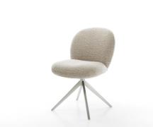 DELIFE Draaistoel Nube-Flex geweven stof beige kruisframe breed roestv...