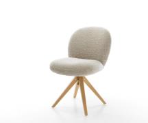 DELIFE Draaistoel Nube-Flex geweven stof beige houten frame hoekig nat...
