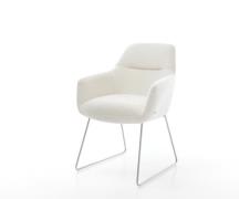 DELIFE Eetkamerstoel Pejo-Flex bouclé zacht beige slipframe roestvrij ...