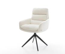 DELIFE Draaistoel Abelia-Flex met armleuning bouclé zacht beige kruisf...