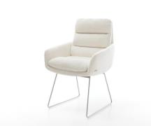 DELIFE Eetkamerstoel Abelia-Flex met armleuning bouclé zacht beige sli...