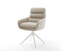 DELIFE Draaistoel Abelia-Flex met armleuning geweven stof beige kruisf...