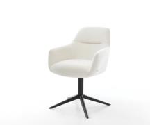 DELIFE Draaistoel Pejo-Flex bouclé zacht beige kruispoot zwart 360° dr...